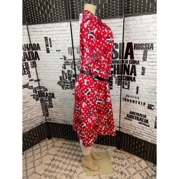 Retro Chic Torrid Plus 18 Red Skull-Rose-Love Graphic Short Sleeve Midi Dress - Picture 3 of 7